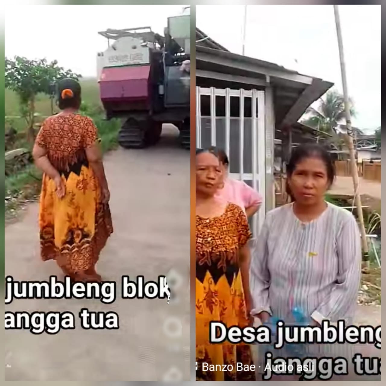 Warga Desa Jumbleng. Hadang Combine Harvester Mengakibatkan Rusak Jalan Cor Beton