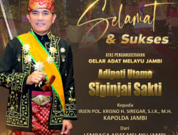 Kabid Humas Polda Jambi Bersama Staf dan Bhayangkari Sampaikan Ucapan Selamat atas Penganugerahan Gelar Adat Melayu Jambi