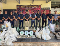 Unit Tipidter Satreskrim Polres Bangka Gerebek Lokasi Peleburan Timah Ilegal di Kebun Sawit, Amankan 1,24 Ton Timah