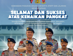 Komandan Pasukan Gegana Korbrimob Polri Ucapkan Selamat atas Kenaikan Pangkat Sejumlah Perwira Tinggi